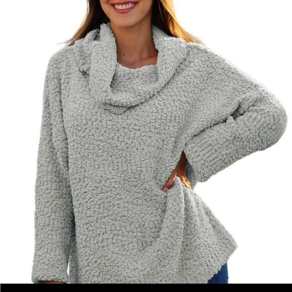 LAST ONE Gray Off Shoulder Comfy Sweater SMALL - Picture 8 of 10